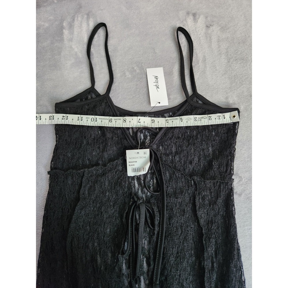 New $78 Nasty Gal Maxi Lace Cami Black Top S Festival Sheer Dress Party NWT - Picture 9 of 10